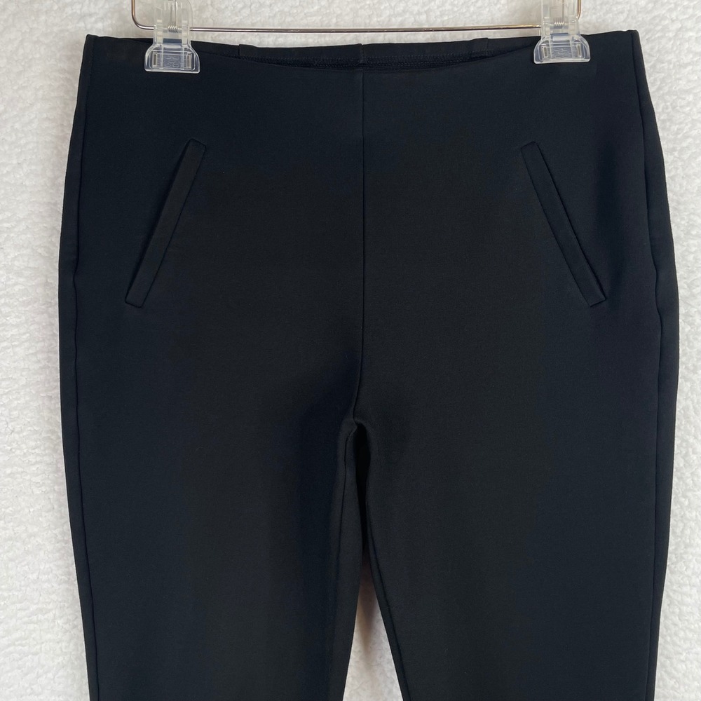 Chicos Black Pull On Ponte Pants Slim Straight Front Pockets Size 0.5R US 6R
